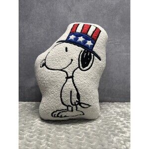 New Peanuts Snoopy USA American Flag Patriotic Decorative Pillow Sherpa 15"x17"